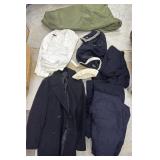 Navy uniforms, wool peacoat and duffle bag