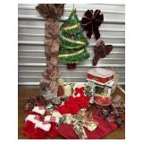 Christmas Treasures. 70" table runner, bows,