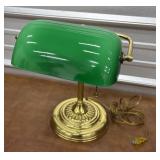 Brass & cased green glass Banker
