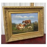 signed Orion art - cows on canvas