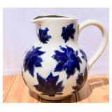 Blue & White Stoneware Salt Glazed Pitcher.