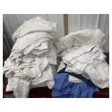 Many cotton knit blankets, twin sheets, pillow