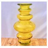 Hand Blown Yellow Glass Tornado Vase