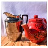 Vintage Silverline Milk Pitcher. Red/Black Teapot