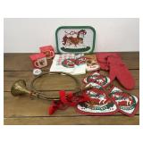 Country Christmas potholders & towels, decorative