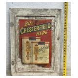 Chesterfield Cigarettes Tin Sign mounted on board