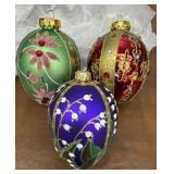 3 large bejeweled Glass Ornaments BEAUTIFUL!!