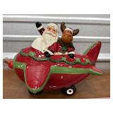 Ceramic Battery Oper Santa & Reindeer Lights up