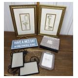Framed prints, signs, photo frames