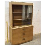 Sliding Glass Door China Cabinet w/ 3 Drawers