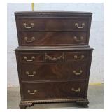 Walnut chest on chest 5 drawer dresser