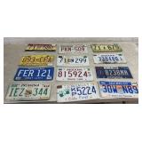 12 License Plates - Michigan, New Mexico,