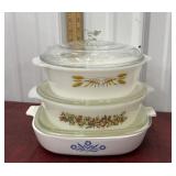 Corning and Fire King covered casseroles