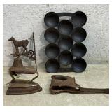 Cast Iron Muffin Pan, Horse Bell, Sad Iron, etc.