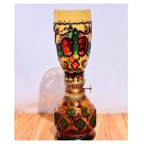 Vintage Faux Stained Glass Oil Lamp Made in Hong