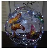 Solar butterfly tin hanging light orb
