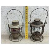 2 Railroad Lanterns - DL&W & Dietz - 1 globe