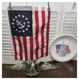 Yacht flag, aluminum Eagle, & plate