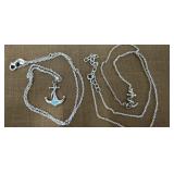 2 signed .925 Anchor pendant necklaces