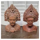Pair of hand carved busts
