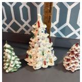 3 vintage ceramic Christmas trees