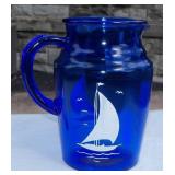 1930's Hazel Atlas  Cobalt Blue Glass Pitcher w/