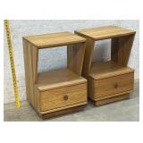 Signed Mannor Oak 1 Drawer End Stands - 17/14/25