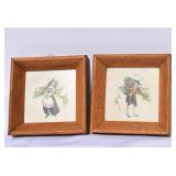 Vintage Watercolor Prints- Man & Woman Harvesting