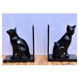 Vintage Black Cat Bookends (metal)