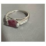 Ruby Red Ring 925 Sterling - needs polishing