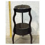 Early Tin & Wood Sewing Stand