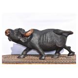 MASSIVE Carved Wood Water Buffalo - broken ear-