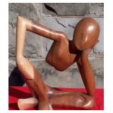 Modern Abstract Art Sculpture Carved Teak Wood