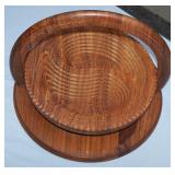 Vintage Hand Carved Wooden Collapsible Basket