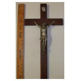 Vintage 20' Walnut & Pewter Jesus Christ Crucifix
