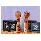 Mini Flower Pictures, Vintage Asian Wood Dolls