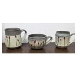 3 beautiful pottery mugs - Large