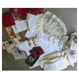 Household linens - christmas, sheets, round white
