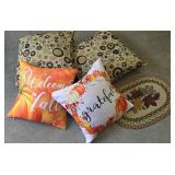 4 Clean Couch Pillows & Small Rug