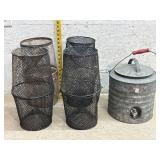 Minnow Traps & Galvanized Water Cooler