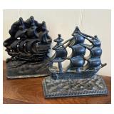 Cast Iron ship Book ends. Heavy