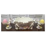 3pc Pretty porcelain Easter / bunnies Center bowl