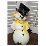 1970s ish ceramic snowman hiding a candy cane