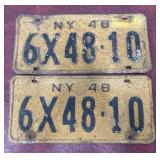 Pair 1948 NY license plates
