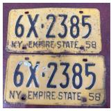 Pair 1958 license plates