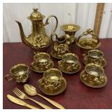 Gold gilt rose tea set