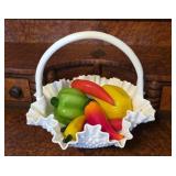 Glass fruit in Fenton Glass basket (large)