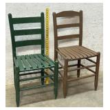 2 Early Painted Ladder Back Chairs