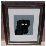 Framed & Matted "Stinky Black Dog" Print 17" x 14