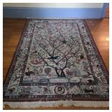 Oriental rug with animals and people 63x96